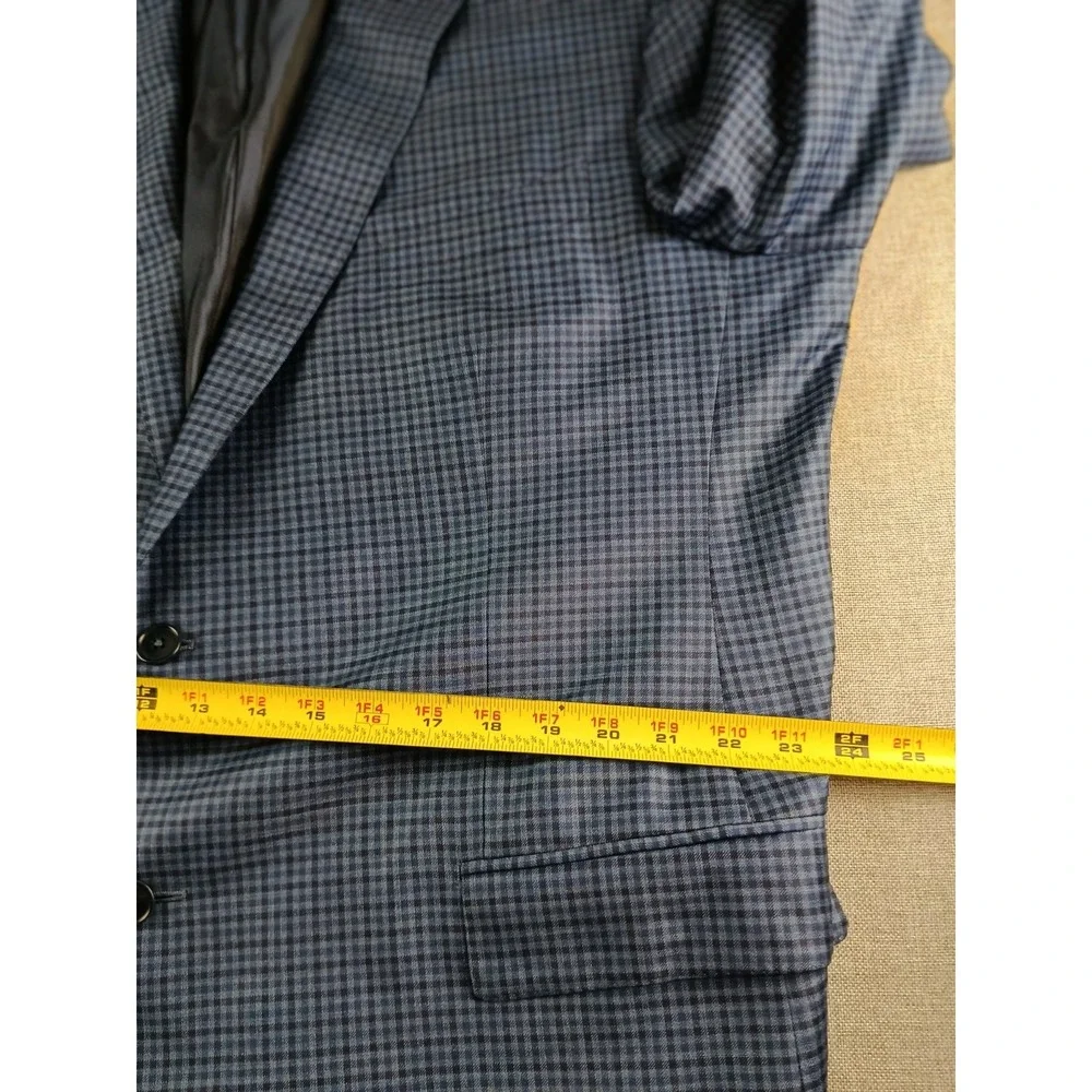 Ermenegildo Zegna Sport Coat Mens 52 Blue Gingham Wool Mila Italy